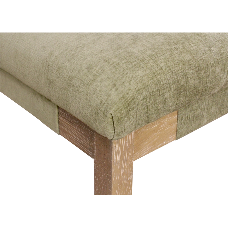 Clara Bar Height Stool in Contemporary Leaf Green Linen Fabric on Solid Wood