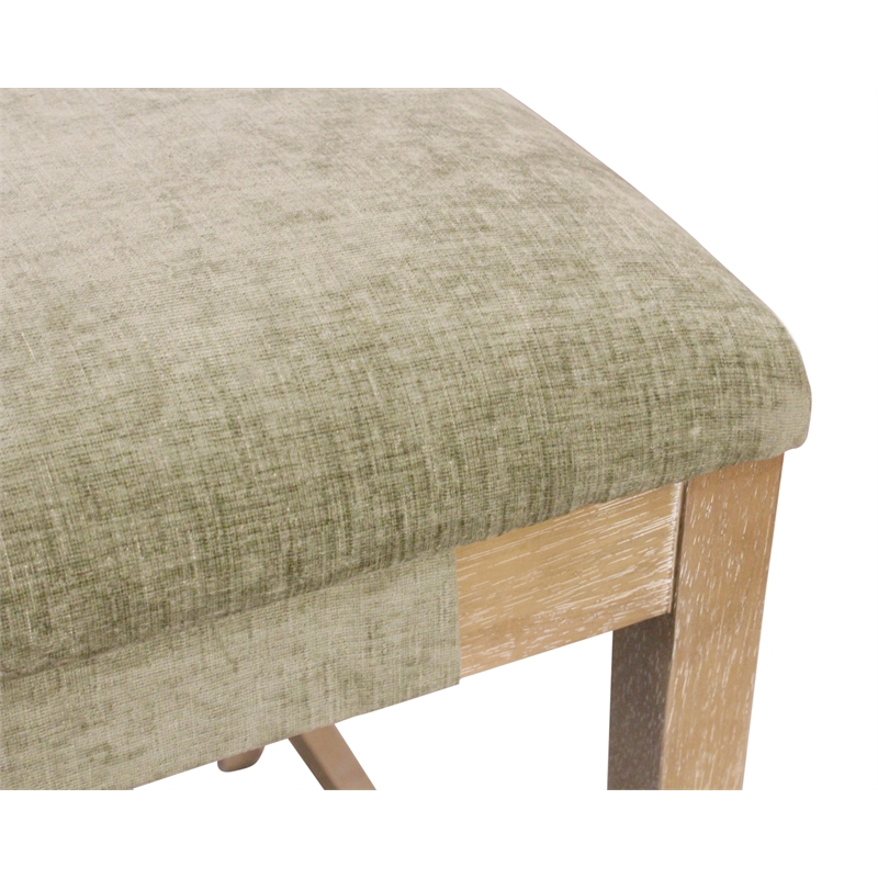 Clara Bar Height Stool in Contemporary Leaf Green Linen Fabric on Solid Wood