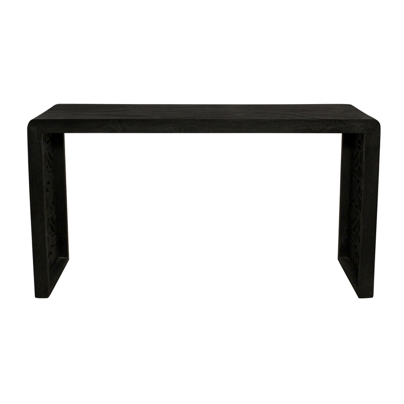 Tazmyn Console Table in Modern Charcoal Finish on Hand Carved Solid Wood