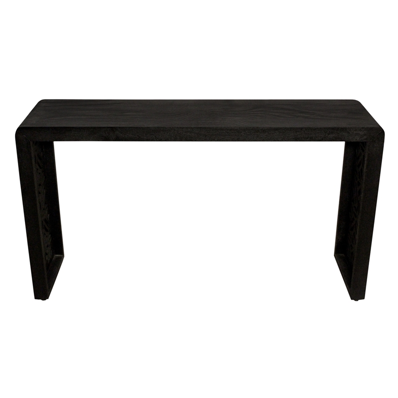 Tazmyn Console Table in Modern Charcoal Finish on Hand Carved Solid Wood