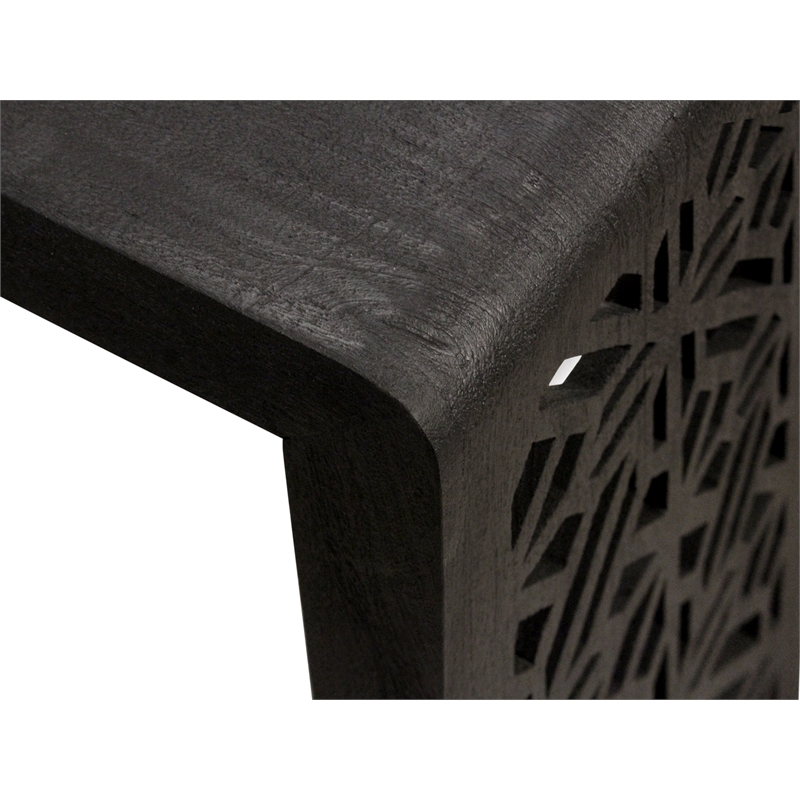 Tazmyn Console Table in Modern Charcoal Finish on Hand Carved Solid Wood