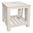 Bellamy White Marble End Table in Farmhouse Sur Tone on Solid Wood Base