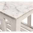 Bellamy White Marble End Table in Farmhouse Sur Tone on Solid Wood Base