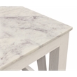 Bellamy White Marble End Table in Farmhouse Sur Tone on Solid Wood Base