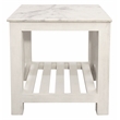 Bellamy White Marble End Table in Farmhouse Sur Tone on Solid Wood Base