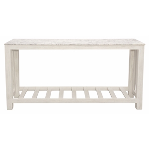 Bellamy White Marble Console Table in Farmhouse Sur Tone on Solid Wood Base