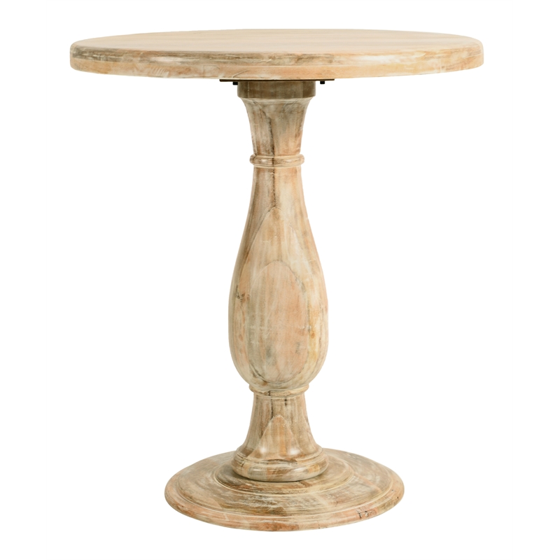 Jenna Pedestal Bar Table in Coastal Natural Finish On Mango Solid Wood