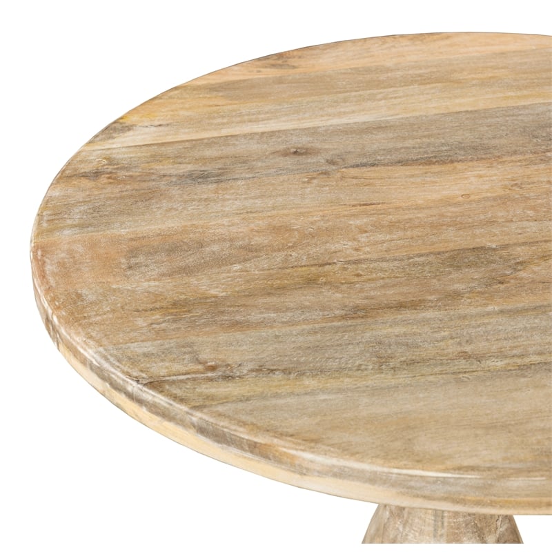 Jenna Pedestal Counter Table in Coastal Natural Finish On Mango Solid Wood