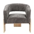 Tess Accent Chair 2-Piece Set in Modern Crystal Black Ribbed Linen on Solid Wood