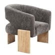 Tess Accent Chair 2-Piece Set in Modern Crystal Black Ribbed Linen on Solid Wood