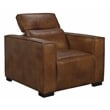Riseholme Reclining Lounge Chair with Black Legs and Contemporary Tan Leather
