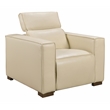 Riseholme Reclining Lounge Chair with Brown Legs and Contemporary Beige Leather