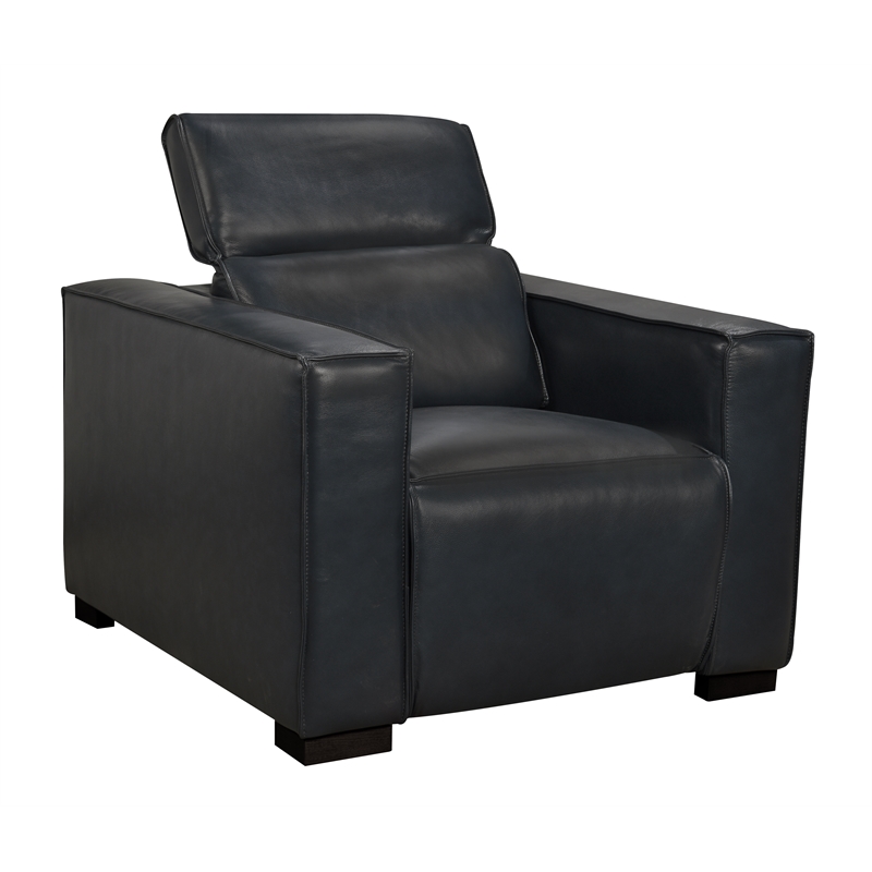 Riseholme Reclining Lounge Chair with Black Legs and Contemporary Blue Leather