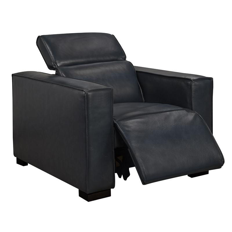 Riseholme Reclining Lounge Chair with Black Legs and Contemporary Blue Leather