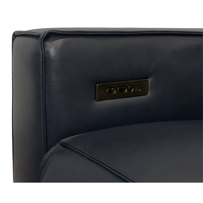 Riseholme Reclining Lounge Chair with Black Legs and Contemporary Blue Leather