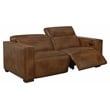 Riseholme Reclining Sofa with Barista Brown Legs in Contemporary Tan Leather