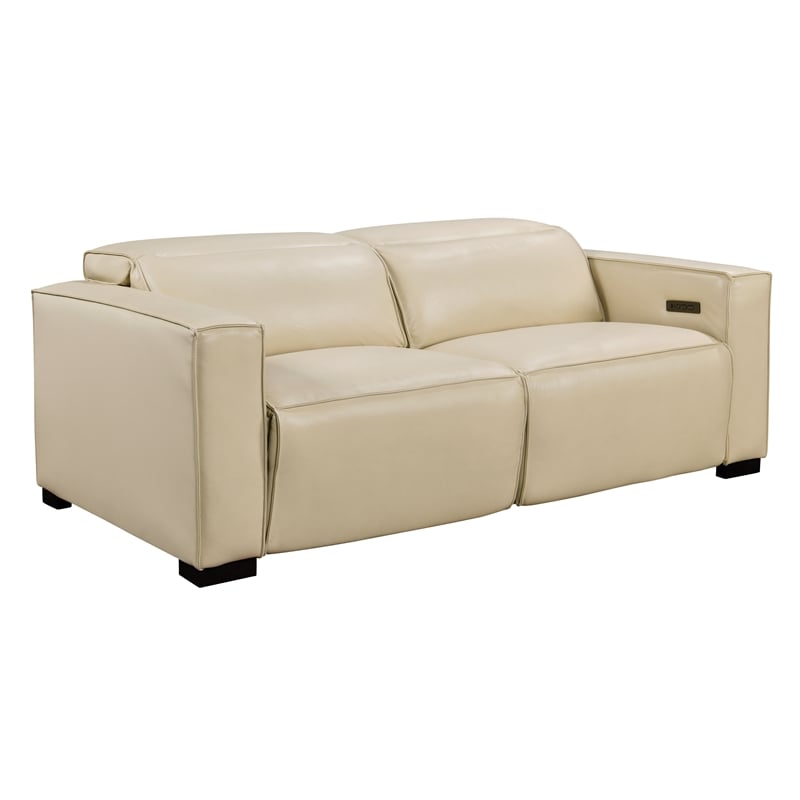 Riseholme Reclining Sofa with Black Legs in Contemporary Beige Leather