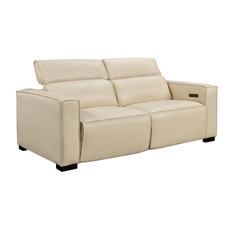 Riseholme Reclining Sofa with Black Legs in Contemporary Beige Leather
