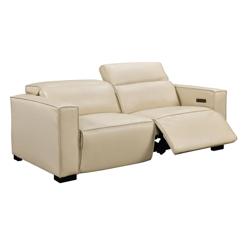 Riseholme Reclining Sofa with Black Legs in Contemporary Beige Leather