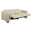 Riseholme Reclining Sofa with Black Legs in Contemporary Beige Leather