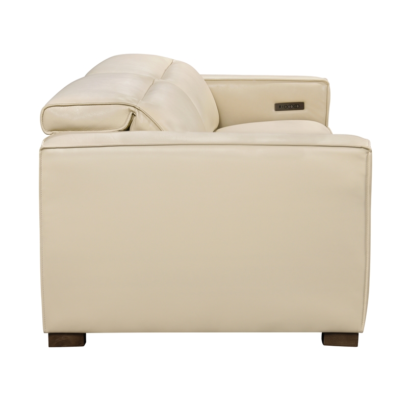 Riseholme Reclining Sofa with Barista Brown Legs in Contemporary Beige Leather