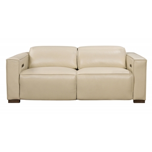 Riseholme Reclining Sofa with Barista Brown Legs in Contemporary Beige Leather