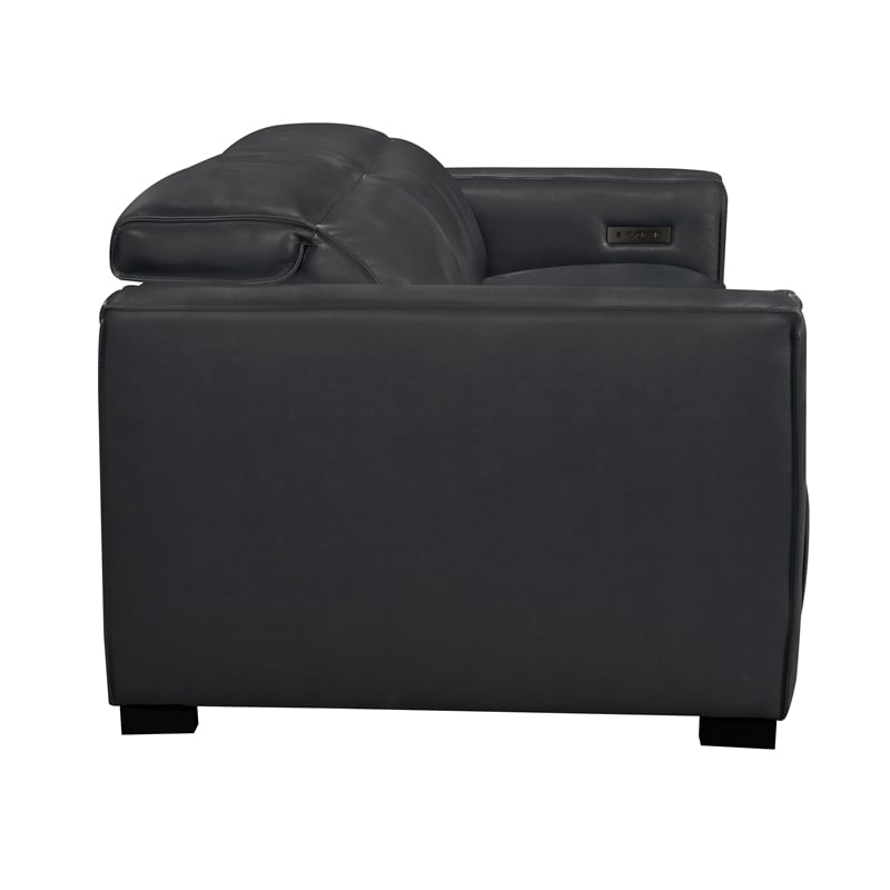Riseholme Reclining Sofa with Black Legs in Contemporary Blue Leather