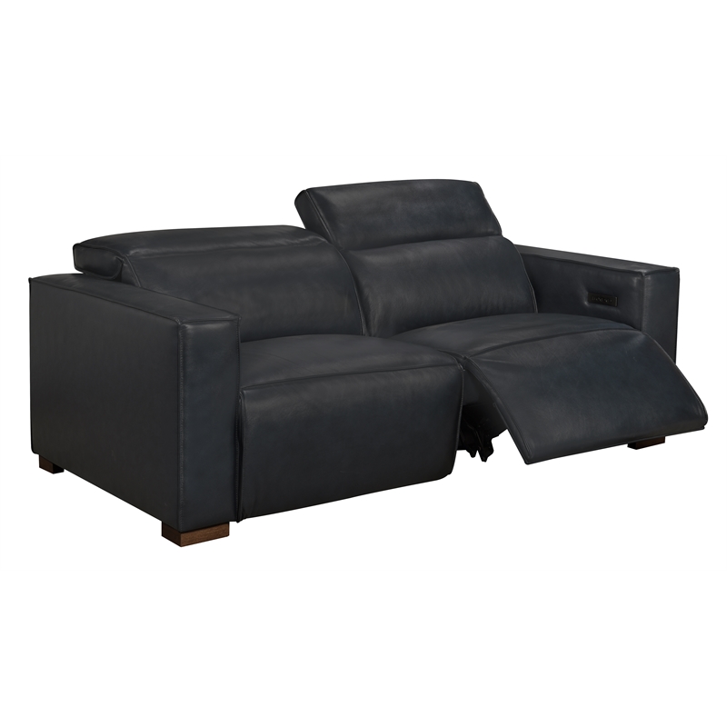Riseholme Reclining Sofa with Barista Brown Legs in Contemporary Blue Leather