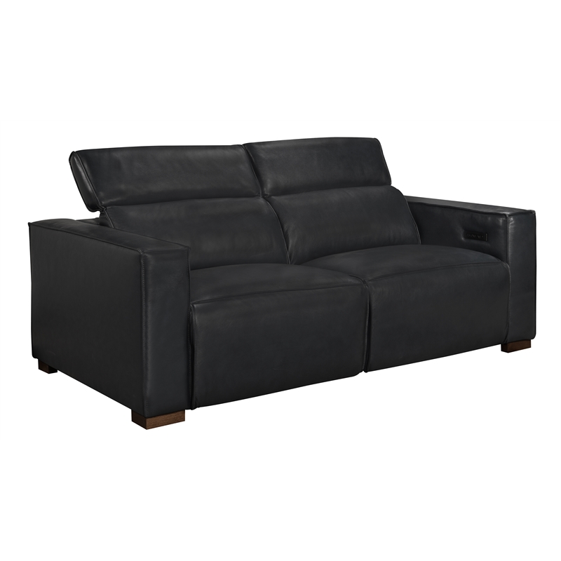 Riseholme Reclining Sofa with Barista Brown Legs in Contemporary Blue Leather