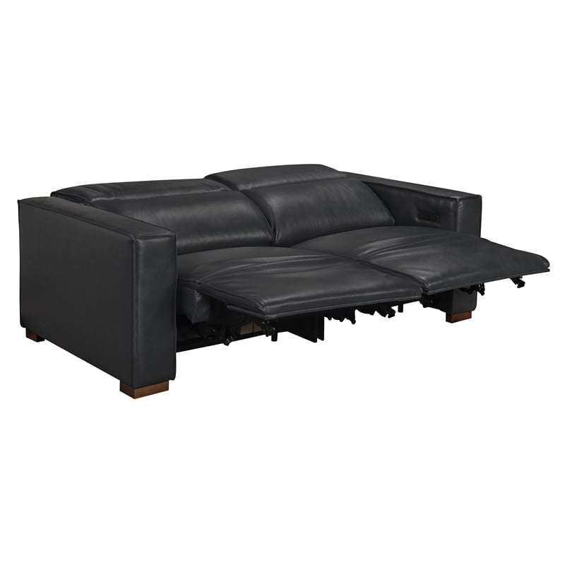 Riseholme Reclining Sofa with Barista Brown Legs in Contemporary Blue Leather