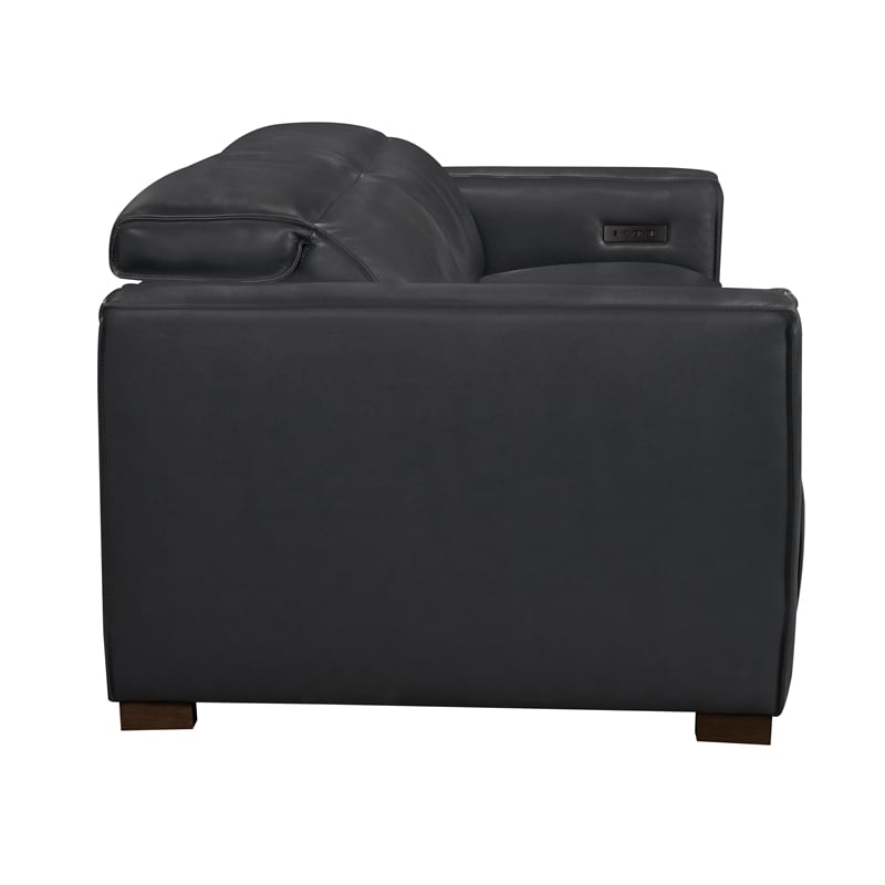 Riseholme Reclining Sofa with Barista Brown Legs in Contemporary Blue Leather