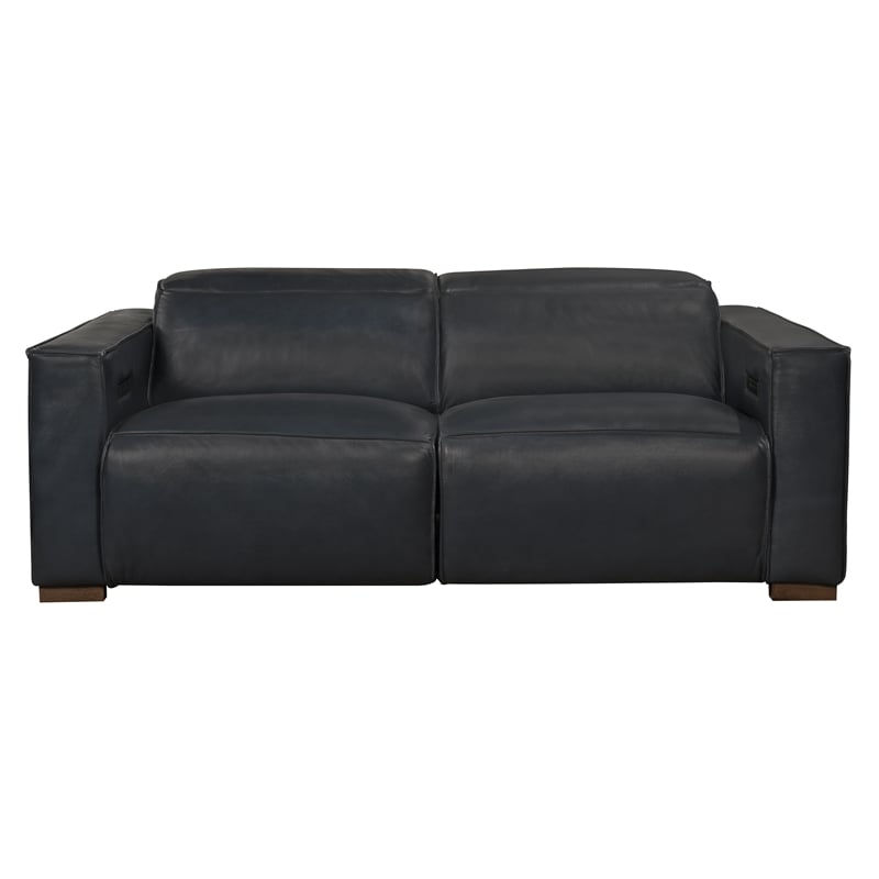 Riseholme Reclining Sofa with Barista Brown Legs in Contemporary Blue Leather