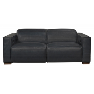 Riseholme Reclining Sofa with Barista Brown Legs in Contemporary Blue Leather