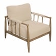 Venus Lounge Chair in Mid-Century Beige Boucle Fabric on Natural Solid Wood