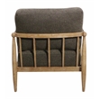 Venus Lounge Chair in Mid-Century Dark Gray Boucle Linen Fabric on Natural Wood