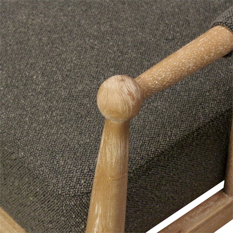 Venus Lounge Chair in Mid-Century Dark Gray Boucle Linen Fabric on Natural Wood