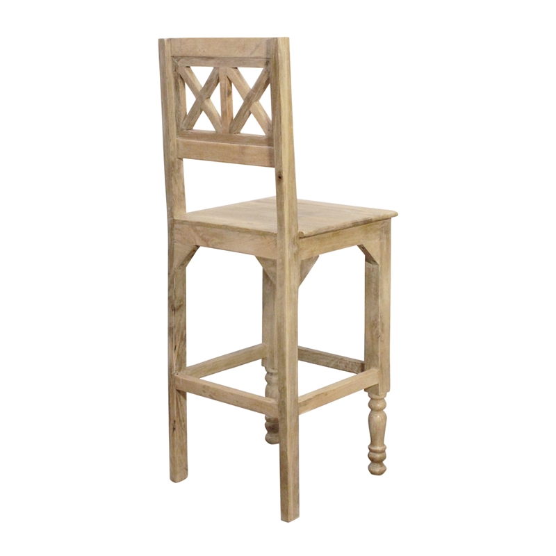 Jenna Bar Chair 2-Piece Set in a Natural Farmhouse Finish on Solid Wood