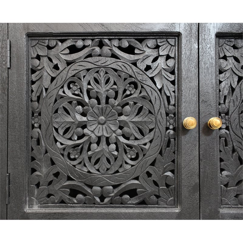 Waverly 2-Door Sideboard in Traditional Charcoal Gray Finish on Solid Wood