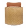 Keegan Rattan Swivel Chair in Terracotta Linen Fabric with Coastal Wood Trim