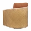 Keegan Rattan Swivel Chair in Terracotta Linen Fabric with Coastal Wood Trim