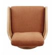 Keegan Rattan Swivel Chair in Terracotta Linen Fabric with Coastal Wood Trim