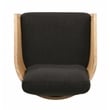 Keegan Rattan Swivel Chair in Ebony Linen Fabric with Coastal Solid Wood Trim