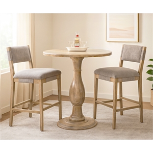 Jenna 36&quot Bar Table Set with 2 Clara Bar Chairs in Slate Linen