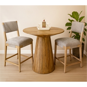 Jaden 36&quot Counter Table Set with 2 Clara Bar Chairs in Slate Gray Linen