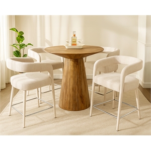 Jaden 36&quot Counter Table Set with 4 Galway Counter Chairs in Ivory Linen