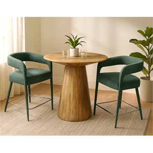 Jaden 36&quot Counter Table Set with 2 Galway Counter Chairs in Teal Linen