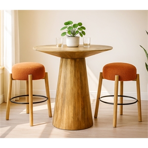 Jaden 36&quot Counter Table Set with 2 Natalia Counter Stools in Rust Boucle Fabric