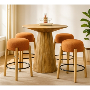 Jaden 36&quot Counter Table Set with 4 Natalia Counter Stools in Rust Boucle Fabric