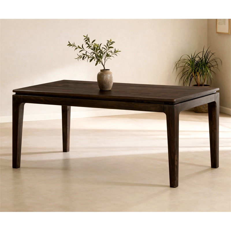 Cassandra Large Rectangular Dining Table in Modern Barista Brown Solid Wood