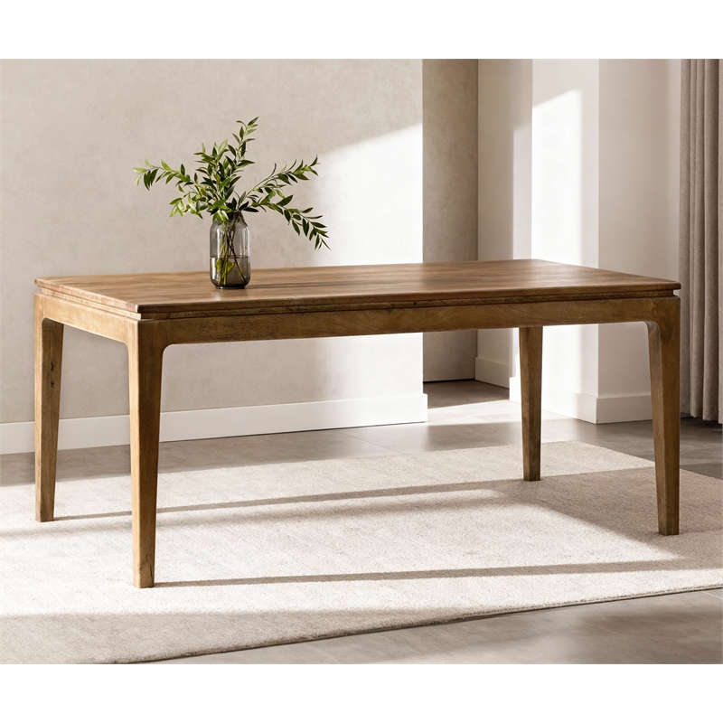 Cassandra Large Rectangular Dining Table in Modern Spice Tan Solid Wood